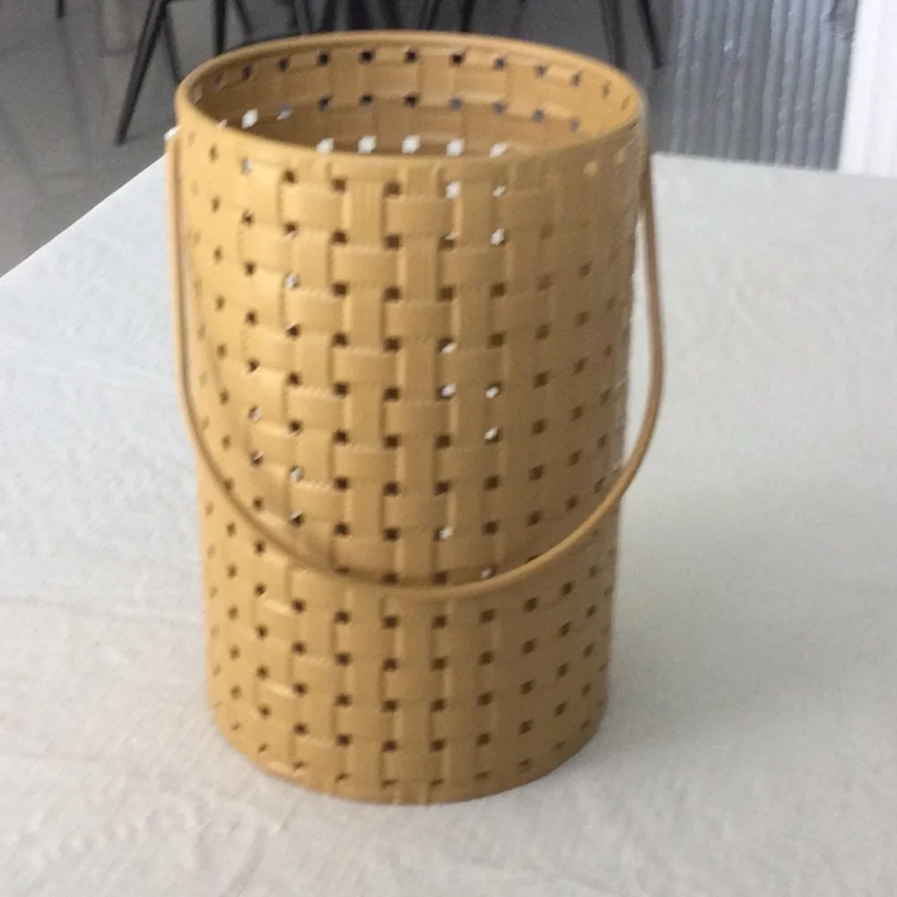 Elegant Tan Woven Basket with Handle New